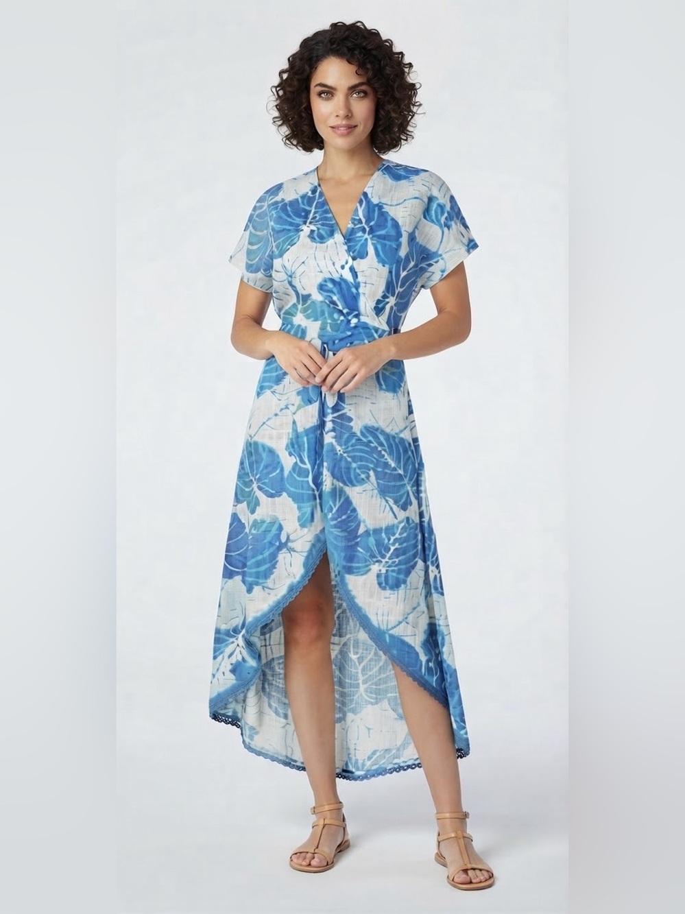 America & Beyond Palm Print Dress